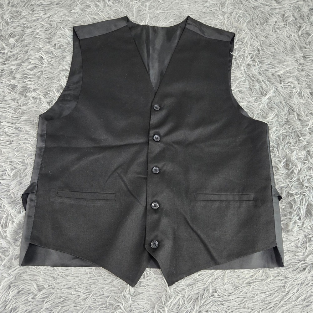 Unbranded Mens L Black Formal 5-Button Adjustable‎ Back Tuxedo Vest Waistcoat